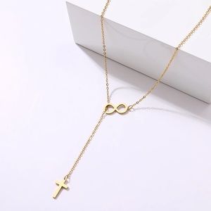 🎉 New Gold Plated Infinity Cross Chain Necklace